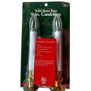9-Inch Solid Brass Base Candoliers With Bulbs 2 Pack For Indoor Use Only On/Off